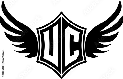 UC logo emblem with winged and shield template