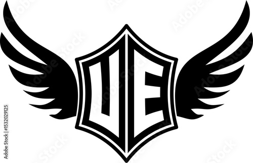 UE logo emblem with winged and shield template