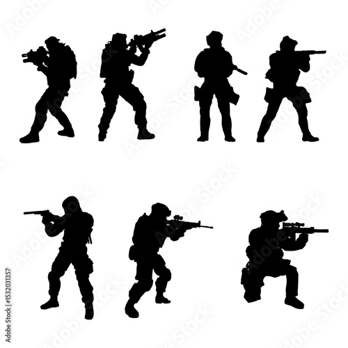 silhouette of soldier with combat weapon