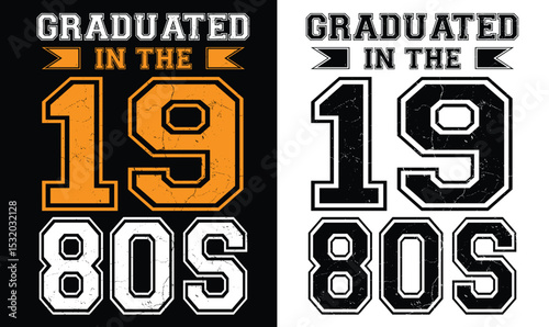 Senior 1980s, 80s, 70s, 1975 graduate t-shirt design, high school or college graduate event or party t-shirt Design, Graduation T-Shirt Design.
