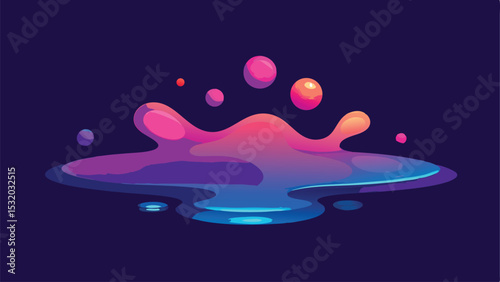 Abstract gradient glow puddle design with spheres and vibrant color transitions