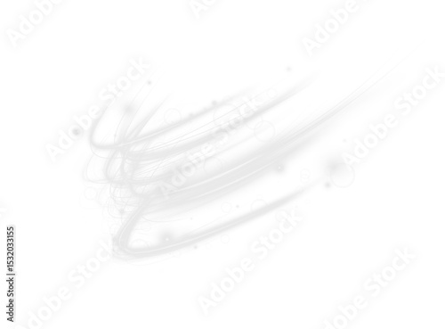 Streak, white, curve, light, rotation effects form a glowing swirl of energy. This PNG Overlay adds futuristic motion. PNG format with transparent background for dynamic designs.
