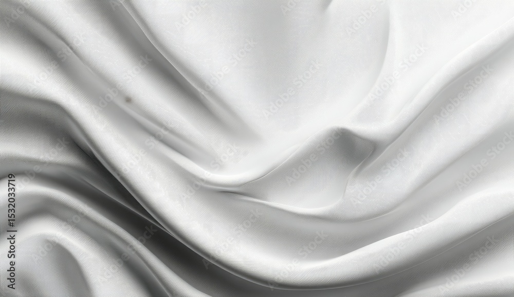 Fototapeta premium Draped white fabric with soft, flowing folds and subtle textural variations