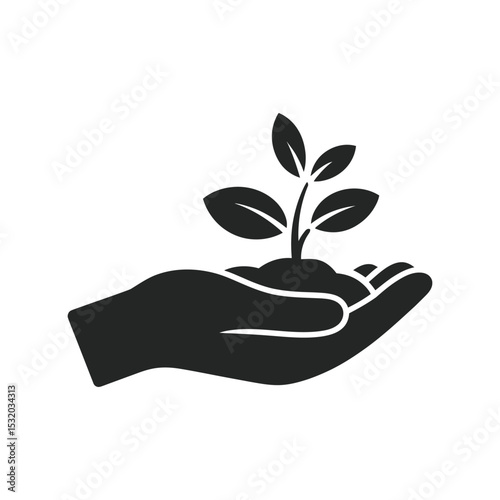 A hand holding a sprout representing growth nature environment and new beginnings