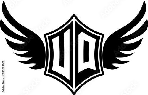 UQ logo emblem with winged and shield template