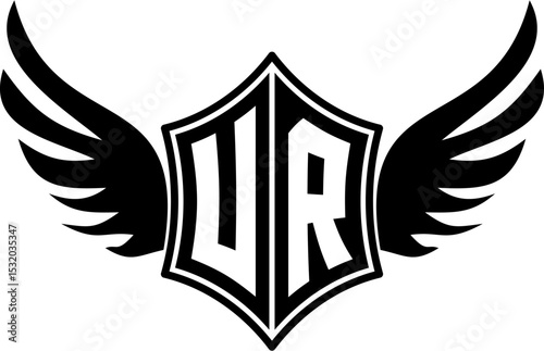 UR logo emblem with winged and shield template
