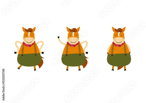 オシャレな茶色の午のイラスト