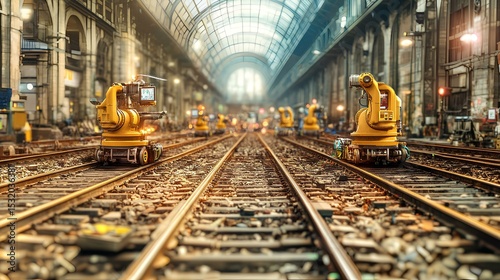 Robotics manufacturing automation in industrial rail systems factory technology urban environment ground viewpoint