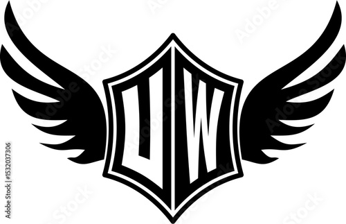 UW logo emblem with winged and shield template