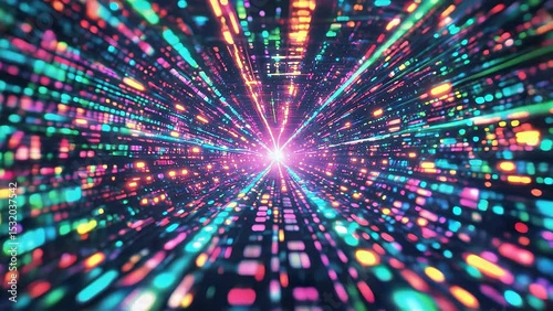 Abstract Data Stream Tunnel - Futuristic Grid Design