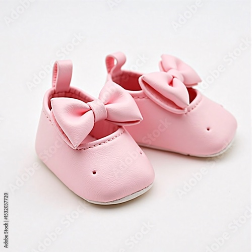 elegant pink baby shoes with adorable bows and a glossy finish, designed for comfort and style.  