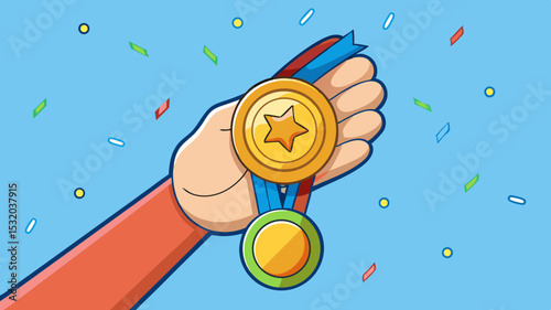 Celebrating Success Achieving Goals and Winning Awards - Gold and Silver Medals Illustration