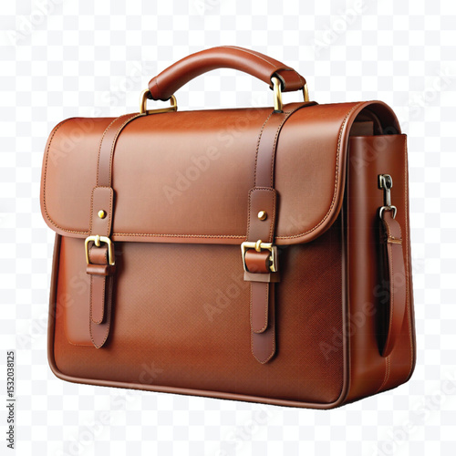 realistic 3d stylish office leather bag in different color style isolated on transparent background	
