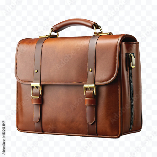 realistic 3d stylish office leather bag in different color style isolated on transparent background	
