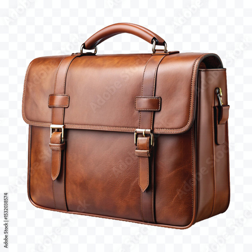 realistic 3d stylish office leather bag in different color style isolated on transparent background	
