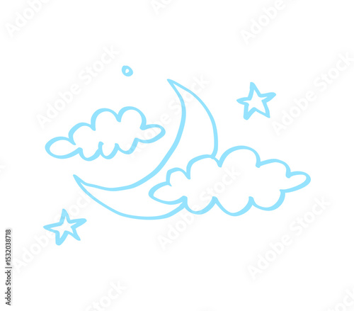 night sky cartoon hand drawn