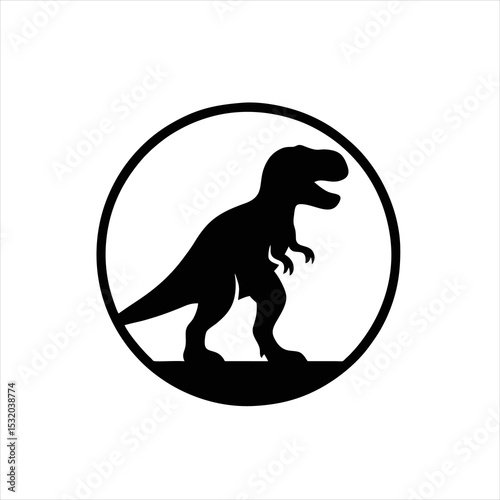 Tyrannosaurus Rex Silhouette in Circle Logo Badge