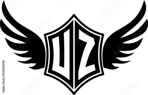 UZ logo emblem with winged and shield template