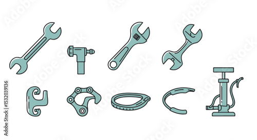 Collection of various bicycle maintenance tools, essential for repair and upkeep.