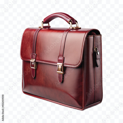 realistic 3d stylish office leather bag in different color style isolated on transparent background	
