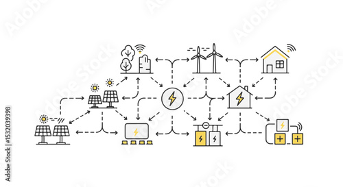 Smart grid network illustration.