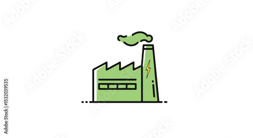 Illustration of a factory emitting smoke, symbolizing industry and environmental impact.