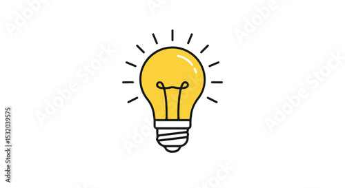 Illuminated light bulb shining brightly, symbolizing a great idea.