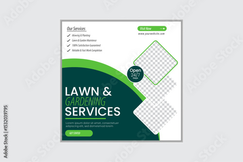 agriculture farming services or Lawn Mower Garden Service Social Media post banner and cover template or agro farm, agriculture, farming, organic farm