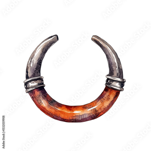 Septum Ring, watercolor illustration vector, isolated on a white background.