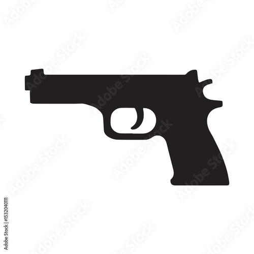 Isolated Black Pistol Graphic Illustration on White Background silhouette This image