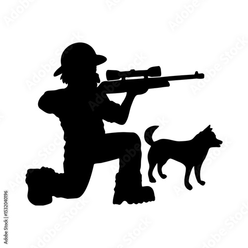 silhouette of a hunter aiming at his targe