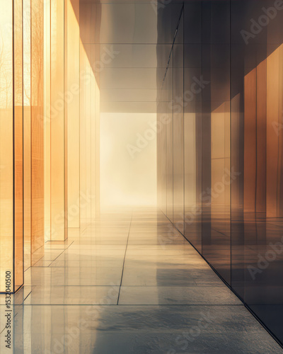 Modern hallway illuminated by natural light