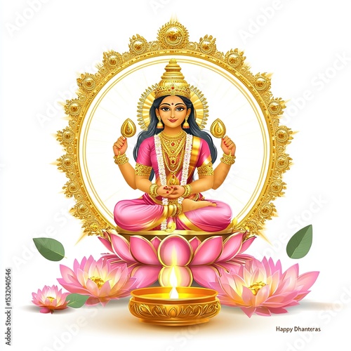 Innovative abstract, Banner,Card or Poster for Dhanteras with Goddess Maa Lakshmi Laxmi Charan for Indian Dhanteras and Diwali festival Celebration.