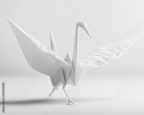 Elegant White Origami Crane
