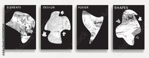 Modern posters . Vector design composition with grunge geometric shapes . Abstract contemporary art . Vector art ideal for media, ads, covers, brochures, banners
