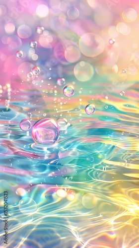 Rainbow-colored water drop ripple foam illustration poster background