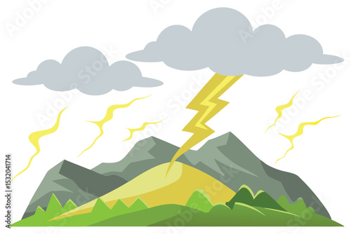 Lightning over hills
