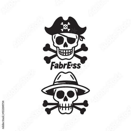 Fabreiss Pirate and Gangster Skull Design with Crossbones Silhouette This image