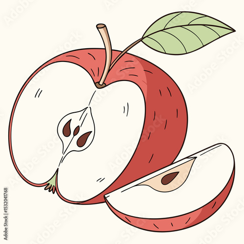 red apple with leaf