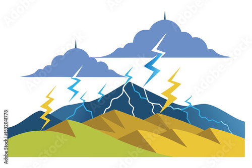 Lightning over hills