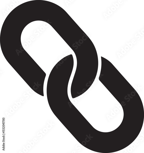 Chain link silhouette icon vector, Chain link black silhouette vector illustration