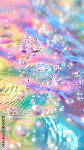 Rainbow-colored water drop ripple foam illustration poster background