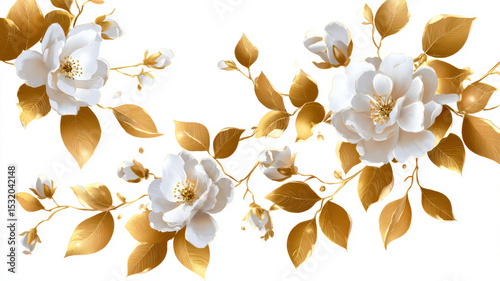 Elegant gold and white floral design artwork