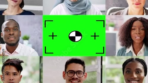 Diverse Team Video Conference Green Screen Background for Virtual Meetings