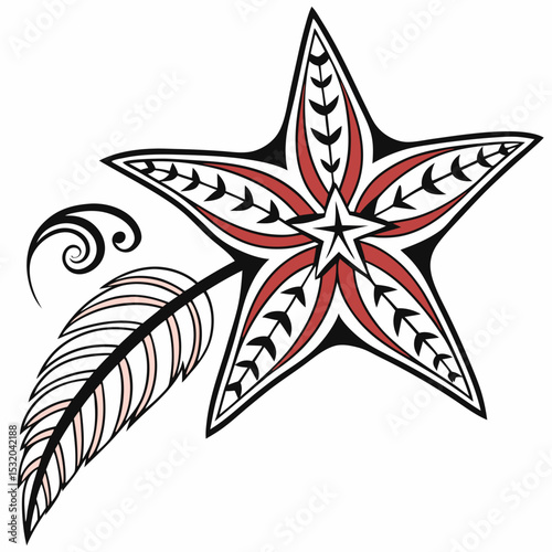 Decorative tribal-style Star Clipart in vector format