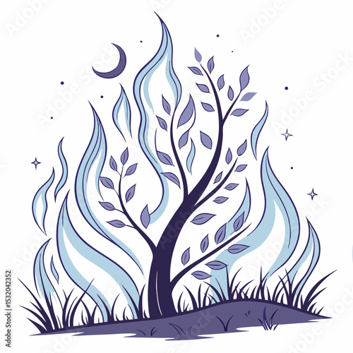 Fantasy Fire Clipart with magical blue and purple flames
