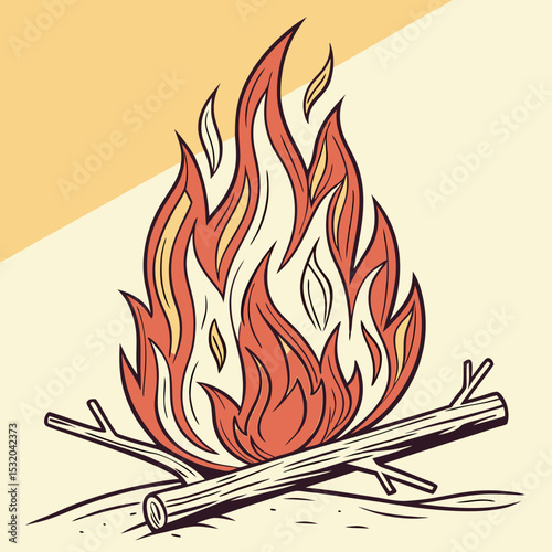 Fire Clipart in retro comic book style