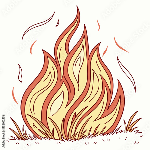 Fire Clipart with hand-drawn sketch style