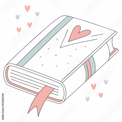 Minimalist flat design book clipart with clean pastel colors