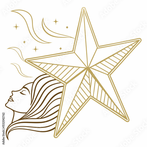Minimalist gold Star Clipart for elegant invitations